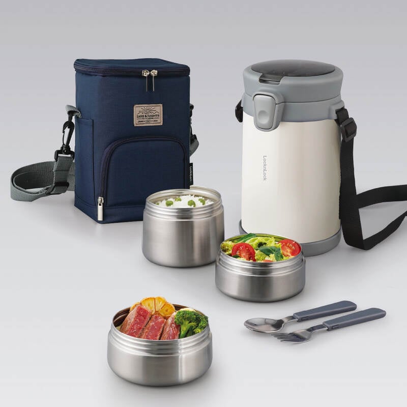 [Áp voucher 8%] Bộ Hộp Cơm Giữ Nhiệt LocknLock Easy Carry 2.0L, 720Ml*1, 420Ml*2, Bộ Muỗng Và Nĩa*1, Túi Đựng*1 - 2 Màu (Xanh, Trắng) - LHC8039 image number null